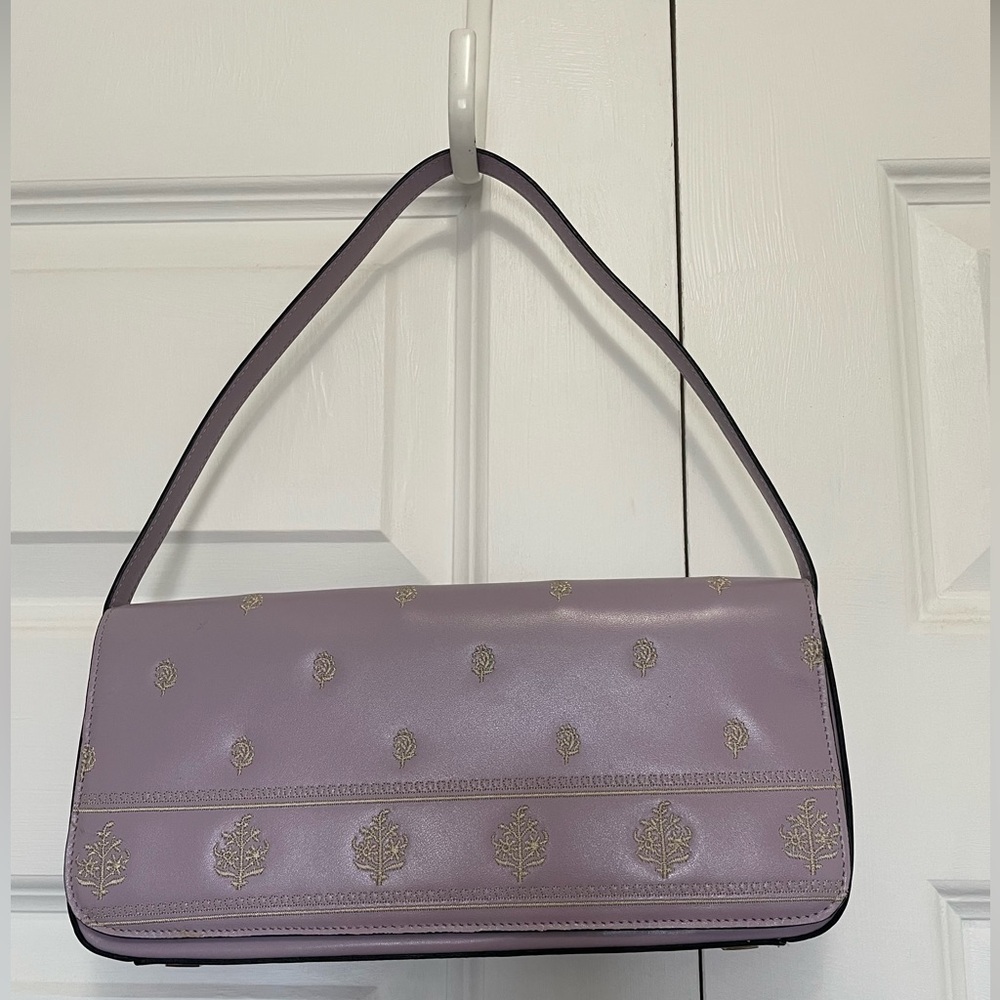 Adrienne Vittadini Purple Shoulder Bag with Embroidered Details
